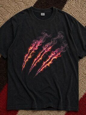 Vintage Y2K Fox Racing x Monster Energy Purple Claw Logo Graphic Tee